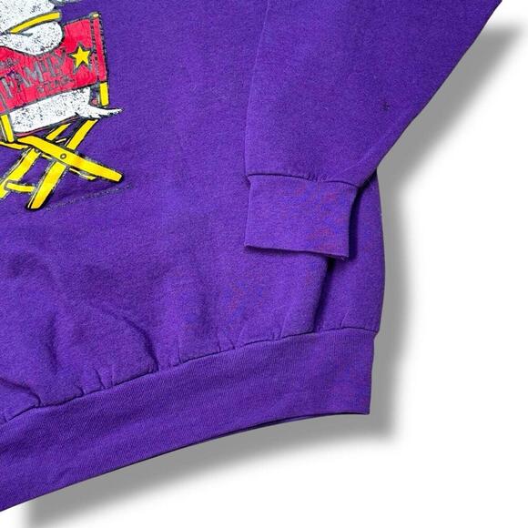 Vintage 1993 Family Star Dog Graphic Sweatshirt Purple Fruit of the Loom Size L - Picture 7 of 9